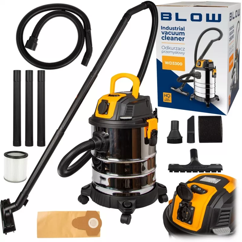 BLOW WD3300 pramoninis dulkių siurblys su 230V kištukiniu lizdu 2000W
