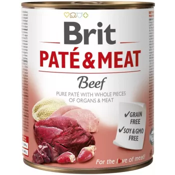 Šlapias šunų ėdalas Brit Paté & Meat with Beef 800 g – suaugusiems šunims, konservuotas paštetas