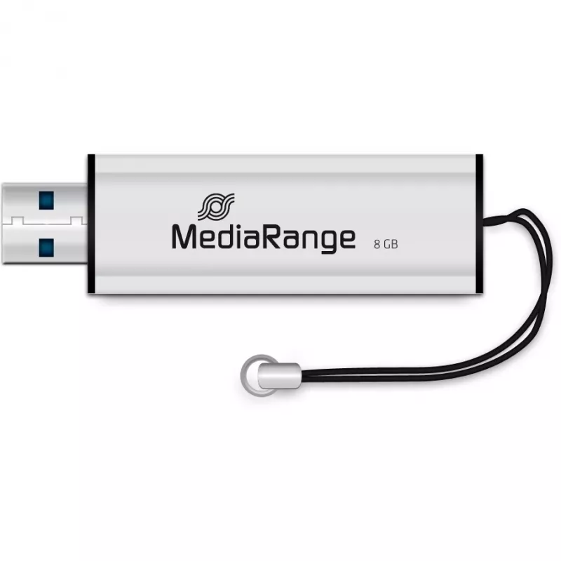 MediaRange SuperSpeed USB atmintukas – 8 GB – USB 3.0 – juodas/sidabrinis (MR914)