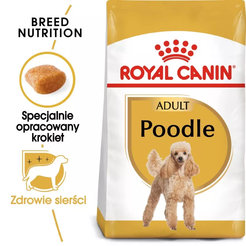 Sausas šunų ėdalas Royal Canin Poodle Adult 1,5 kg — vištiena, 30 % baltymų, 19 % riebalų