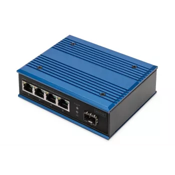 Digitus 4 portų Gigabit Ethernet tinklo PoE jungiklis, pramoninis, nevaldomas, 1 SFP jungtis