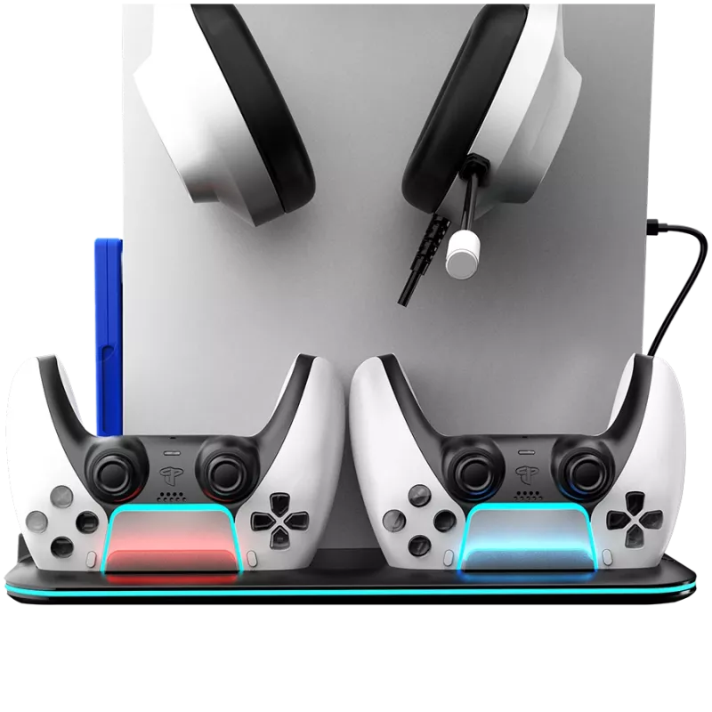 Aušinimo stovas CANYON CS-51 RGB PS5 Slim juodas su dviejų valdiklių įkrovimu