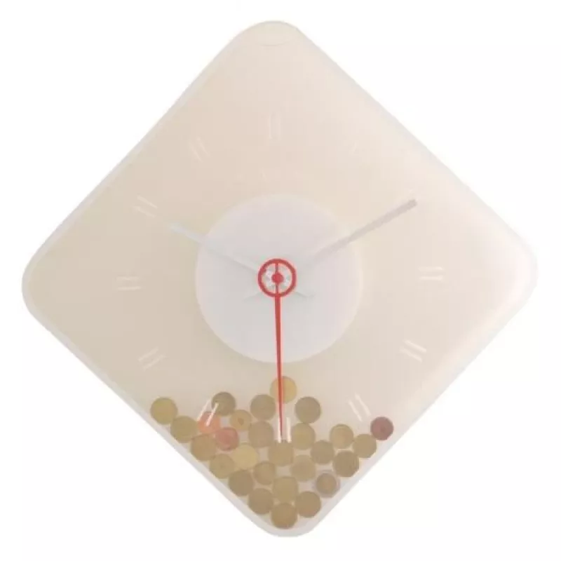 NeXtime klok 3006 Coins sieninis laikrodis, 35x35 cm, permatomas