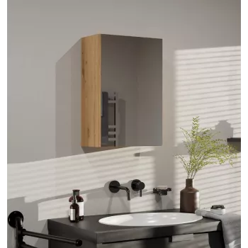 Prietaisinė spintelė voniai POLA 1DL ARTISAN, ąžuolo spalvos, pakabinama, 400×220×600 mm, 3 lentynos