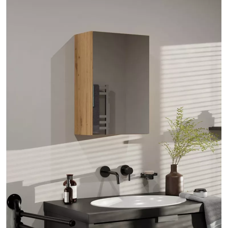 Prietaisinė spintelė voniai POLA 1DL ARTISAN, ąžuolo spalvos, pakabinama, 400×220×600 mm, 3 lentynos