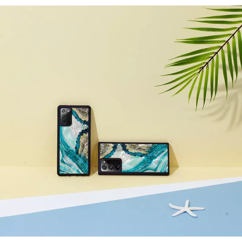 Apsauginis telefono dėklas iKins, skirtas Samsung Galaxy Note 20 Ultra – akvamarino agato raštas