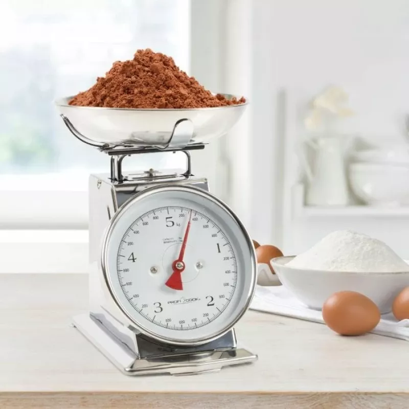 Mechaninės virtuvinės svarstyklės ProfiCook PC-KW 1247 – nerūdijantis plienas, 5 kg talpa, 1 L dubuo, taros funkcija