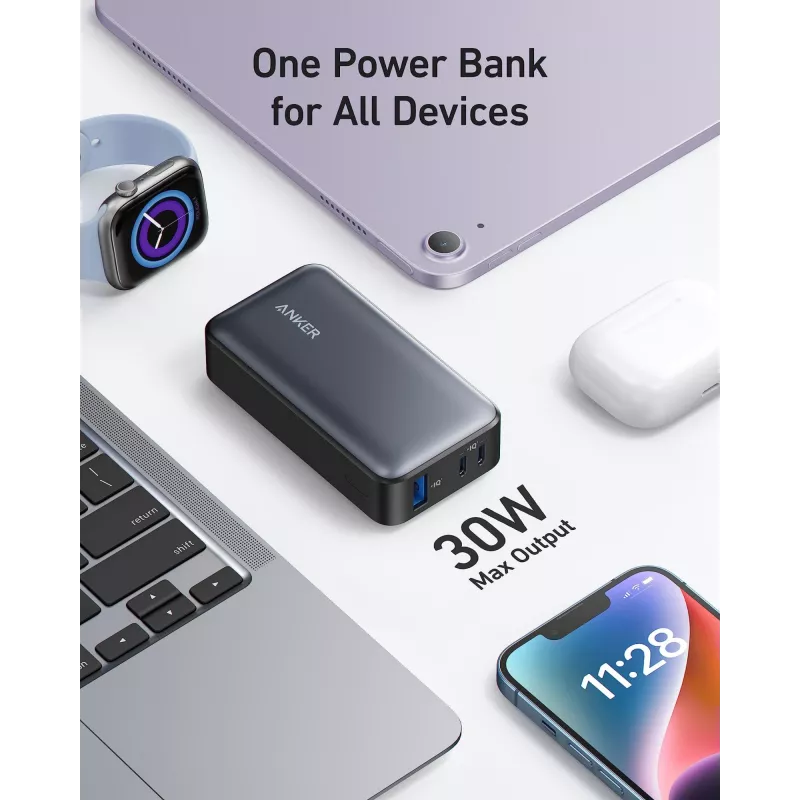 Anker PowerCore 533 - Powerbank - 10000 mAh - 30 W - 3 A (USB-C) - Juoda (A1256G12)