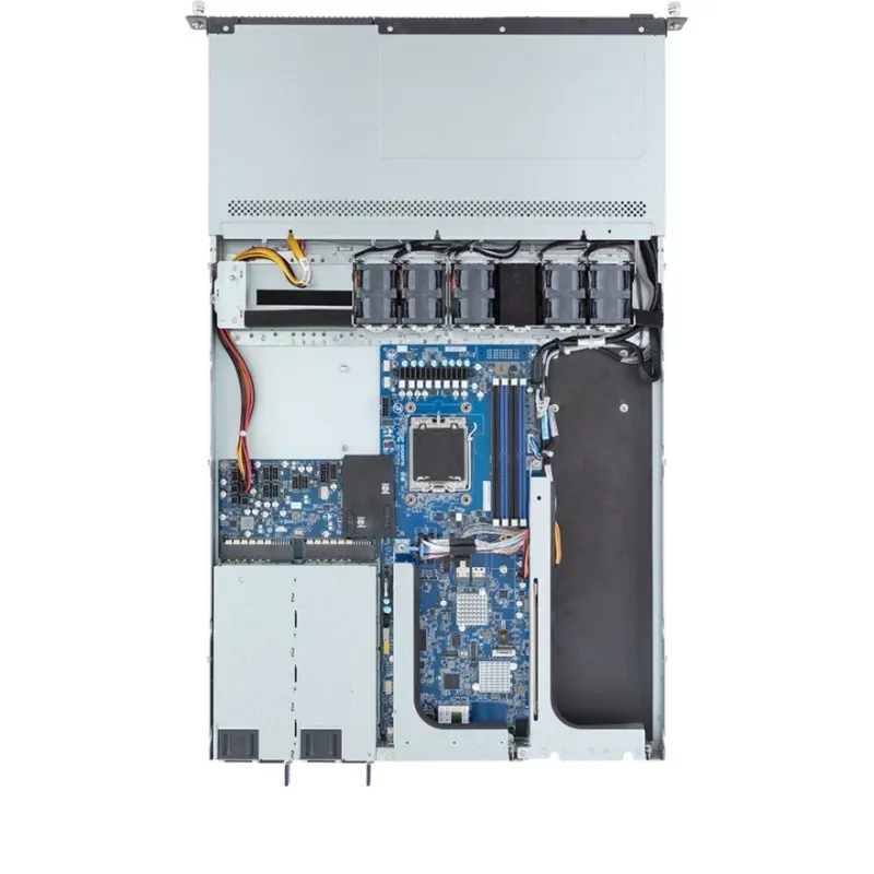 1U stovo serverio platforma GIGABYTE R133-C13-ACG1 – AMD B650E pagrindinė plokštė, lizdas AM5, 4x DDR5 UDIMM lizdai, 800 W perteklinis maitinimo šaltinis, 4x 2,5 colio/3,5 colio diskų vietos