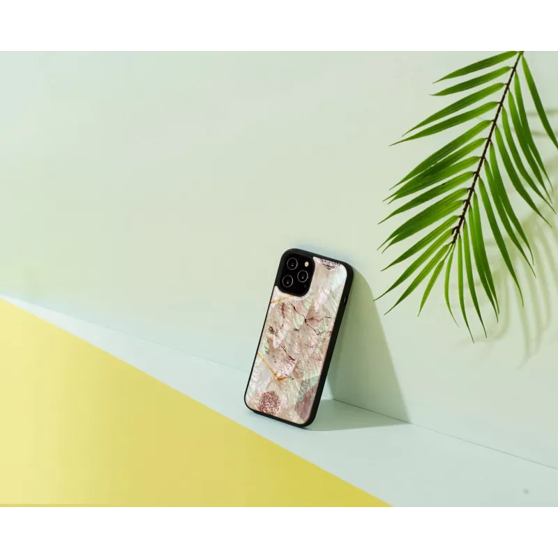 Apsauginis dėklas iKins Apple iPhone 12 / 12 Pro – rožinio marmuro dizainas