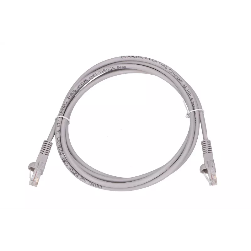 LAN pataisas Extralink Cat.5e UTP 2 m, RJ-45 į RJ-45, pilkas