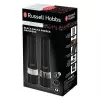 Russell Hobbs 28010-56 elektrinis druskos ir pipirų malūnėlių rinkinys (automatinis, reguliuojamas malimas, šviesa ant pagrindo, juodas metalinis dizainas)