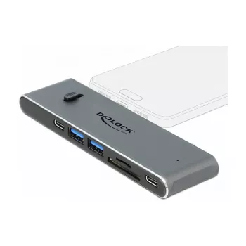 Dokavimo stotelė DeLOCK Dual USB Type-C su HDMI USB 3.2 SD PD 3.0