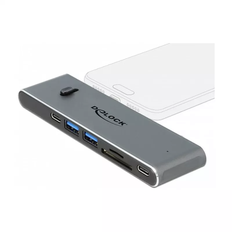 Dokavimo stotelė DeLOCK Dual USB Type-C su HDMI USB 3.2 SD PD 3.0