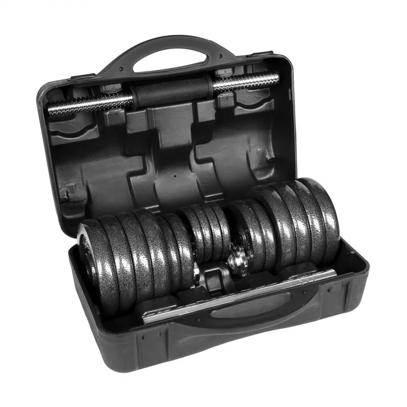 REBEL ACTIVE Reguliuojami hanteliai dėkle 30 kg su strypu