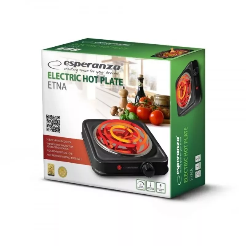 Esperanza EKH012K elektrinė kaitlentė juoda 21 cm 1 zona