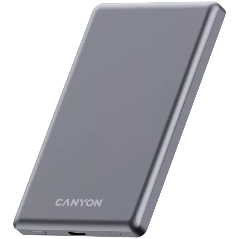 Canyon OnPower 505 – Powerbank 5000 mAh, USB-C PD 20W, belaidis įkrovimas su magnetu