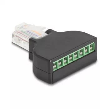 DeLOCK 90654 lyties keitiklis RJ45 8 kontaktų gnybtų blokas Juodas