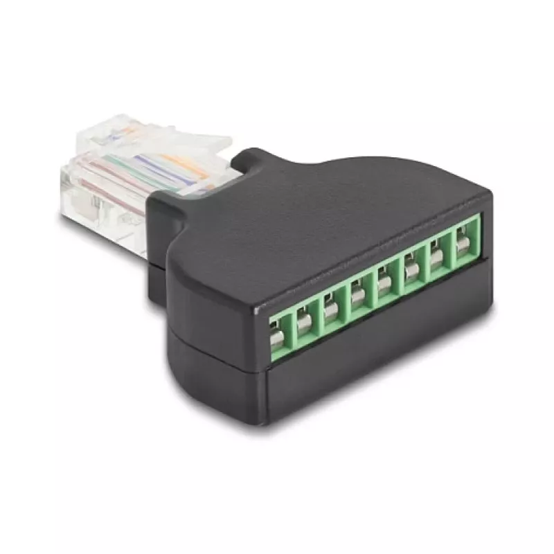 DeLOCK 90654 lyties keitiklis RJ45 8 kontaktų gnybtų blokas Juodas