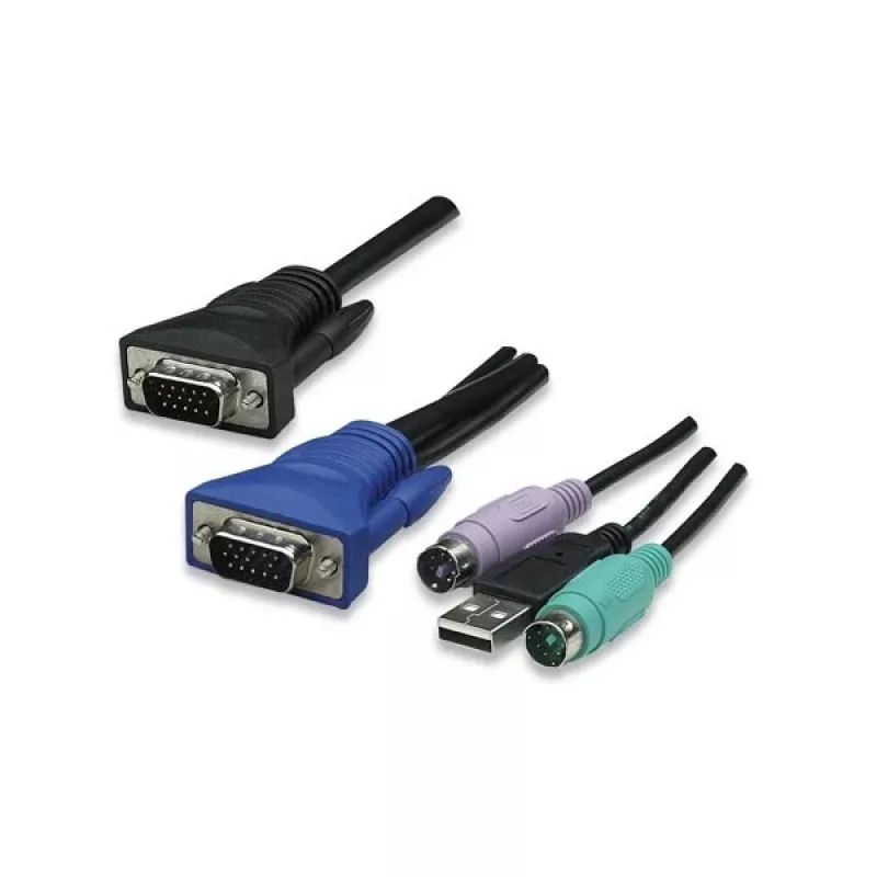 Intellinet 8 prievadų stovo KVM jungiklis, kombinuotas USB + PS/2, ekrano meniu, kabeliai komplekte (Euro 2 kištukas)