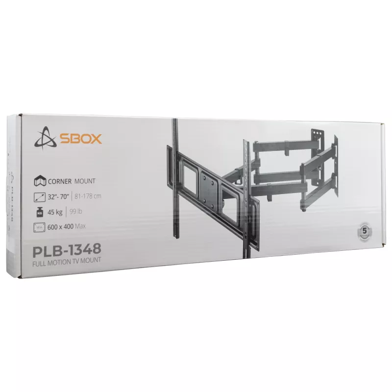 Sieninis TV laikiklis SBOX PLB-1348-2 37–63 col. televizoriams, iki 60 kg, VESA 800x400