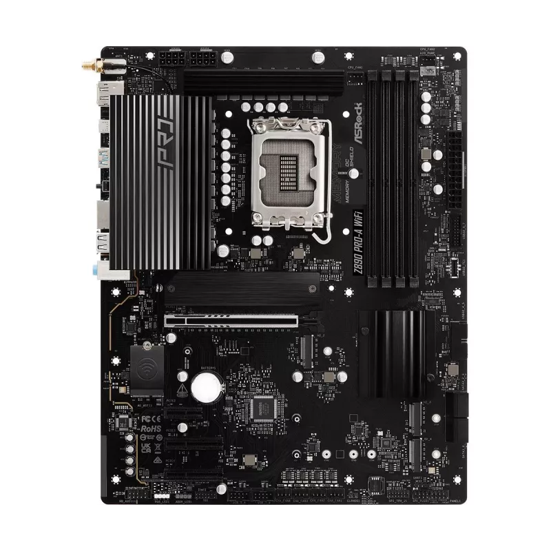 Motininė plokštė ASRock Z890 Pro-A WiFi — Intel Z890, LGA 1851, ATX, DDR5, 4x DIMM, 256GB, Wi‑Fi 6E, 2.5Gb LAN