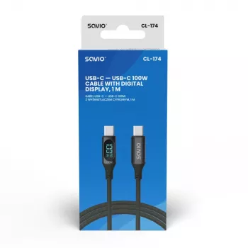 Savio USB-C – USB-C laidas CL-174 1 m juodas USB 3.2 Gen 1