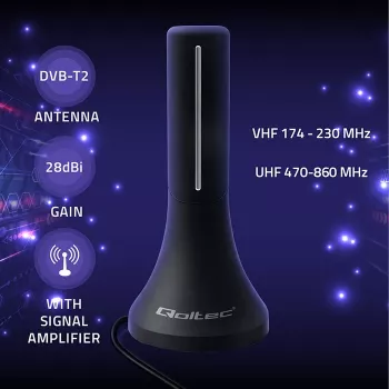 Televizijos antena QOLTEC DVB-T/T2 57065 (vidaus / lauko)