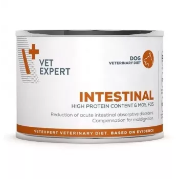 Šlapias šunų ėdalas VETEXPERT Intestinal Ėriena 200 g – veterinarinė dieta virškinimo palaikymui suaugusiems šunims, be glitimo ir sojos