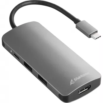 Multiport adapter Sharkoon USB 3.0 Type C 3.2 Gen 1 pilkas