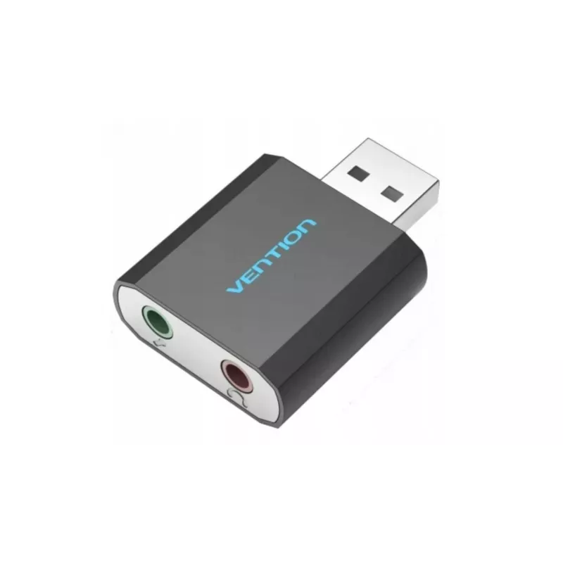 Vention išorinė USB garso plokštė juoda metalinė