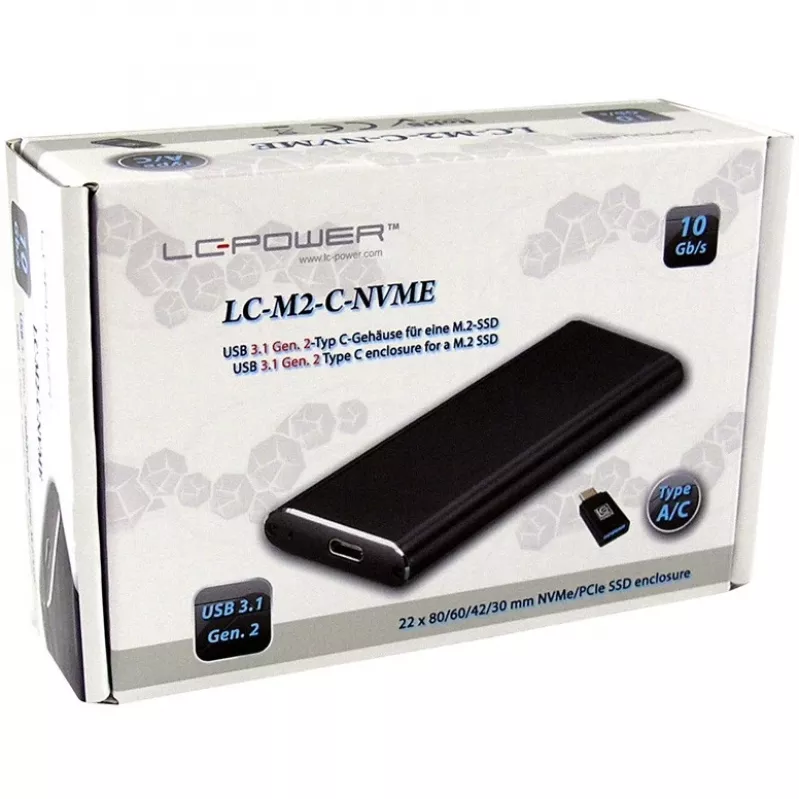 LC-Power LC-M2-C-NVME juodas M.2 SSD korpusas