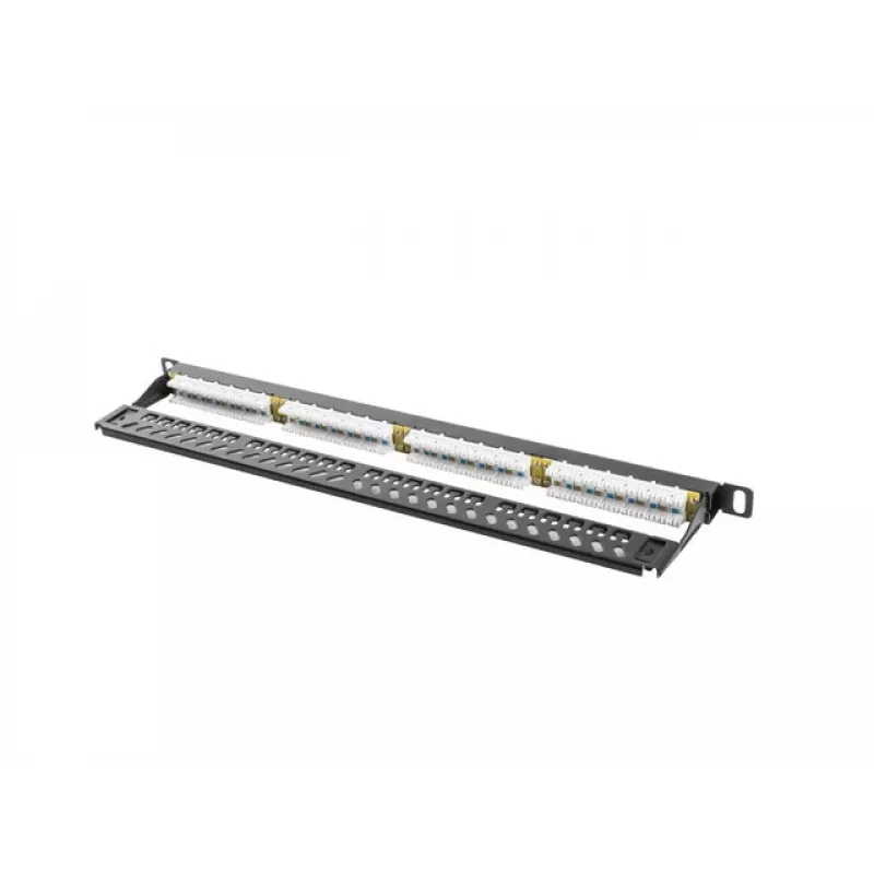 Lanberg PPU5-0024-B - 24 prievadų RJ-45 Cat5e skydelis, 19 colių, 0,5U, juodas
