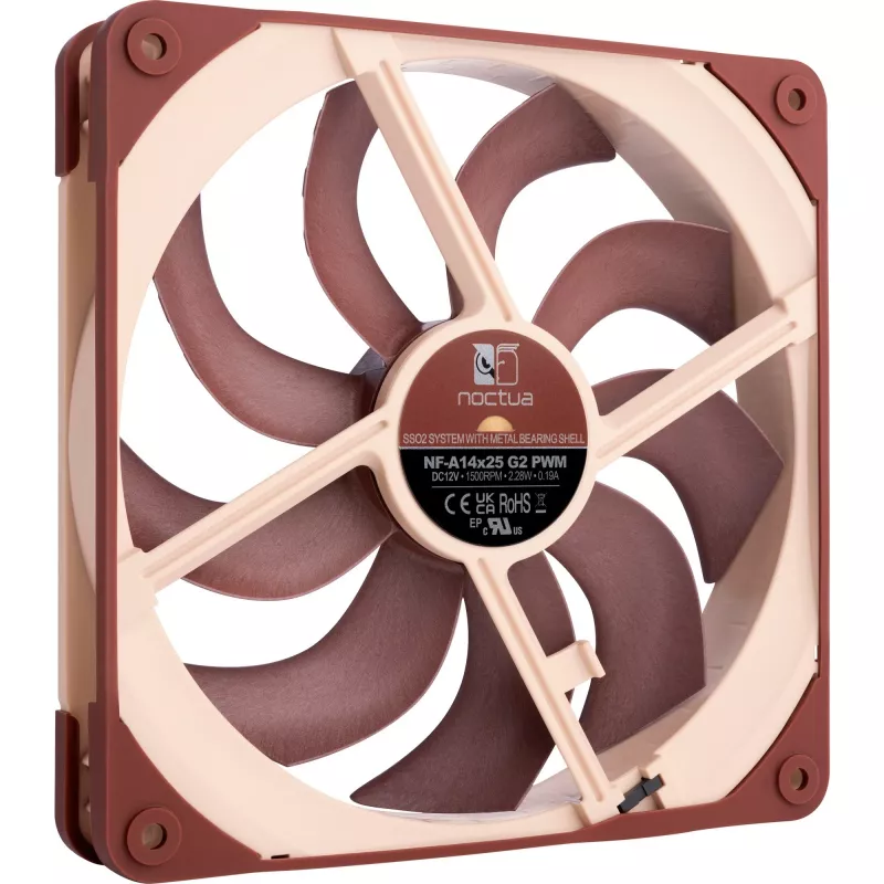 Ventiliatorius Noctua NF-A14x25 G2 PWM 140 mm 1500 RPM SSO2 guolis 4-pin PWM Smėlio spalvos