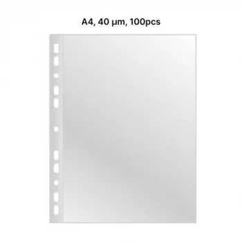 AD Class Kišeniniai aplankai su perforacija Cristal Clear A4 40 mikronų, pakuotė 100 vnt.