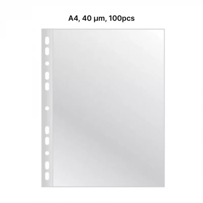 AD Class Kišeniniai aplankai su perforacija Cristal Clear A4 40 mikronų, pakuotė 100 vnt.