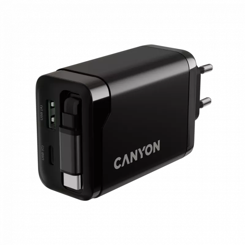 CANYON OnCharge 65RC 65W PD QC EU kištukas, juodas