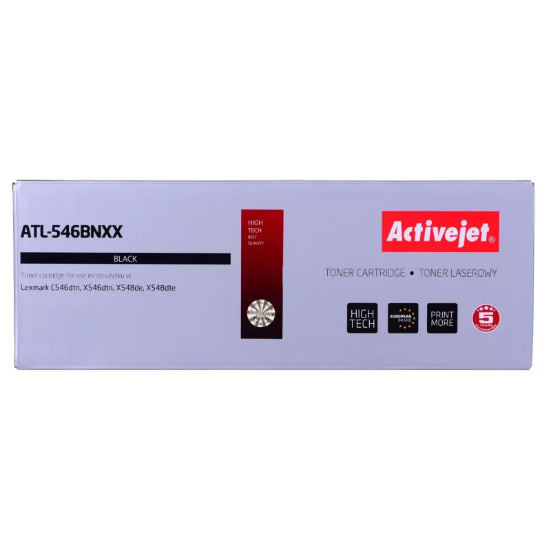 Kasetė su toneriu ActiveJet ATL-546BNXX juoda, suderinama su Lexmark, 8000 puslapių, vienetinis paketas