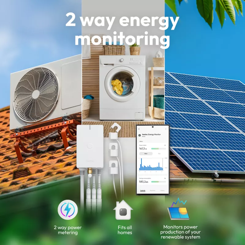 Energijos skaitiklis AEOTEC AEOEZWA046C3A60 – trijų gnybtų 60A su Z-Wave vienfazei arba trifazei stebėsenai
