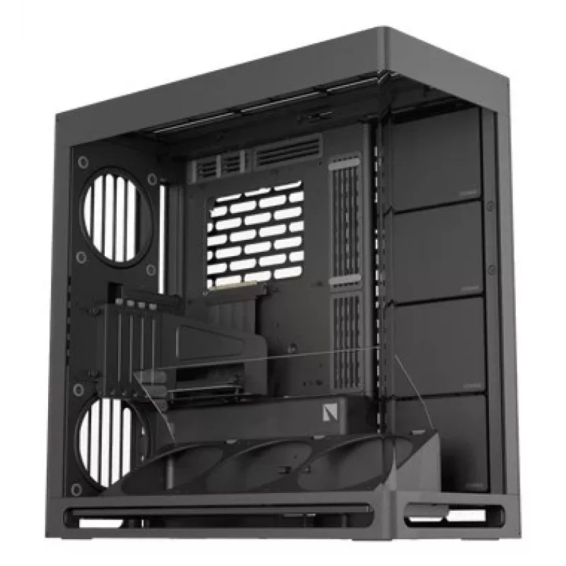 HAVN HS 420 VGPU PC korpusas, Midi-Tower, E-ATX, grūdintas stiklas, PCIe 5.0 keltuvas (juodas)