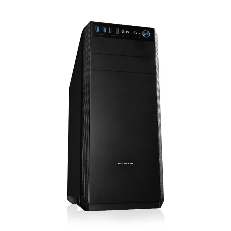 PC korpusas MODECOM Oberon Pro Midi Tower – juodas, ATX/microATX/ITX, 7 lizdai, iki 395 mm GPU, 5 HDD/3 SSD