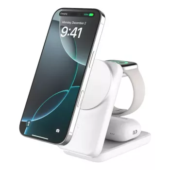 Belaidinis įkroviklis Belkin UltraCharge 25W Qi2 3in1 Magnetinis EU Baltas Kvadratinis