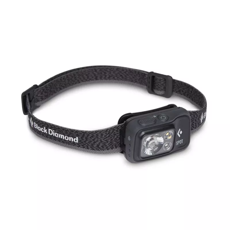Kaktinė lemputė Black Diamond Spot 400 — 400 lm, LED, IPX8 vandeniui atspari, AAA baterijos, spindulys 12–100 m, juoda