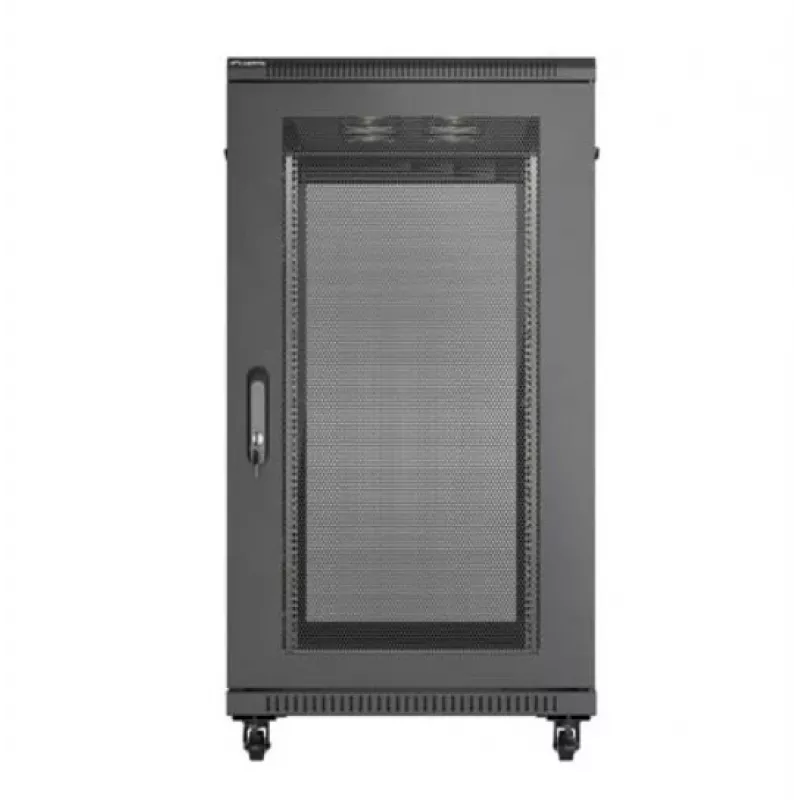 19 colių stelažo spinta LANBERG FF01-6222-23B 22U 600x1200 mm juoda su perforuotomis durelėmis