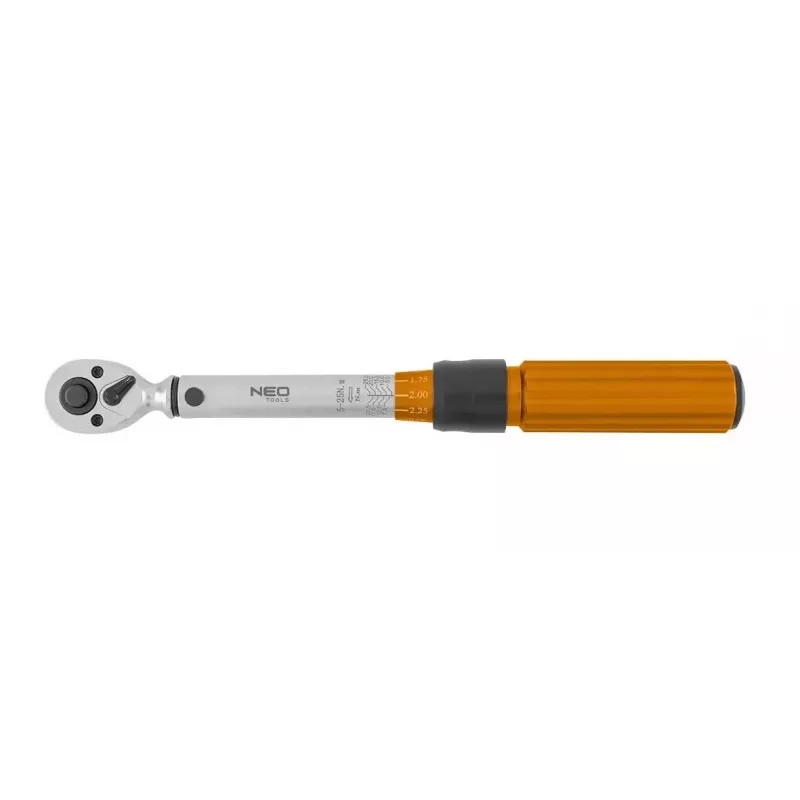 Neo Tools 1/4 abipusis dinaminis veržliaraktis, 5-25 Nm, 21 dalių rinkinys