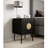 Naktinių stalelių komplektas 2 vnt. cama meble PALAZZO 44,5×40×59 cm juodos spalvos ir ąžuolo craft – 1 durelės, matinis laminatas, metalinės kojelės