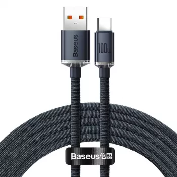 Baseus Crystal Shine laidas USB į USB-C, 100W, 2m (juodas)