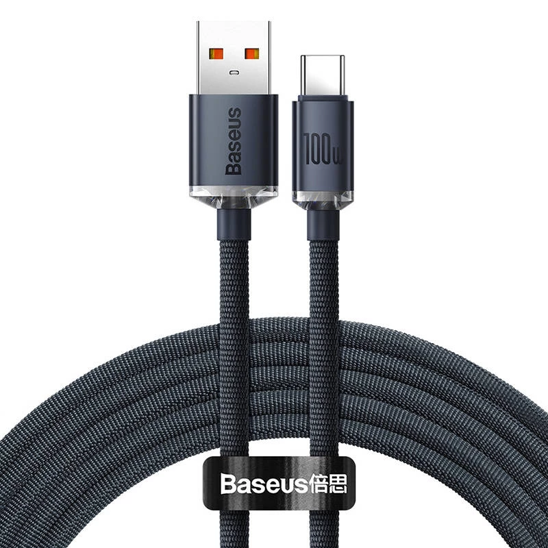 Baseus Crystal Shine laidas USB į USB-C, 100W, 2m (juodas)