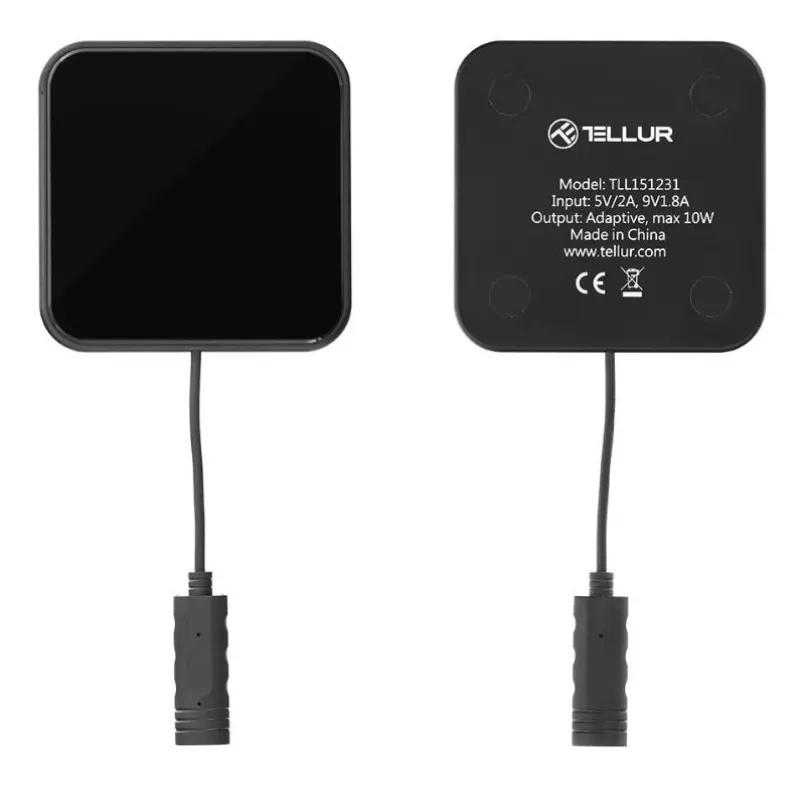 Belaidis įkroviklis Tellur WCP03 10W Qi sertifikuotas, grūdintas stiklas, juodas