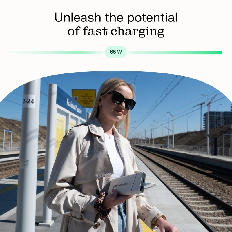 Nešiojama baterija Green Cell BPLGC20P 20800 mAh Li‑Jonų, USB‑C PD 65W, 2x USB‑C + 1x USB‑A, aliumininis korpusas